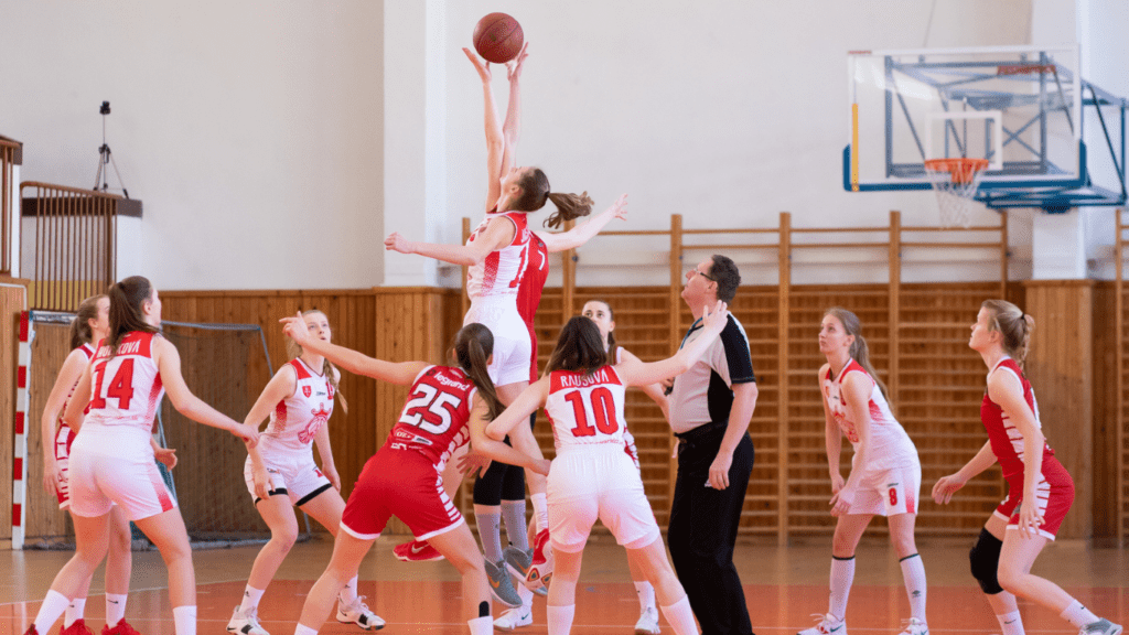 a group of individuals playing basketball