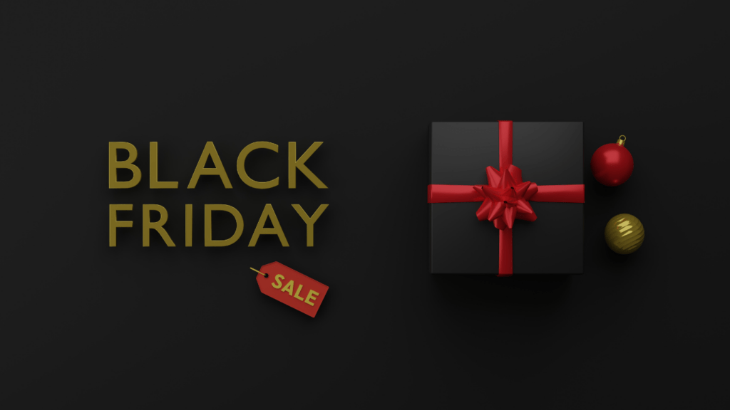 black friday sale tag on red background